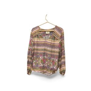 🌸 Maeve by Anthropologie Floral Boho Peasant Top | Size M | Multicolor Blouse ✨